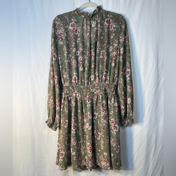 Kori Sage Green Floral Long-Sleeve Dress - Picture 2 of 7